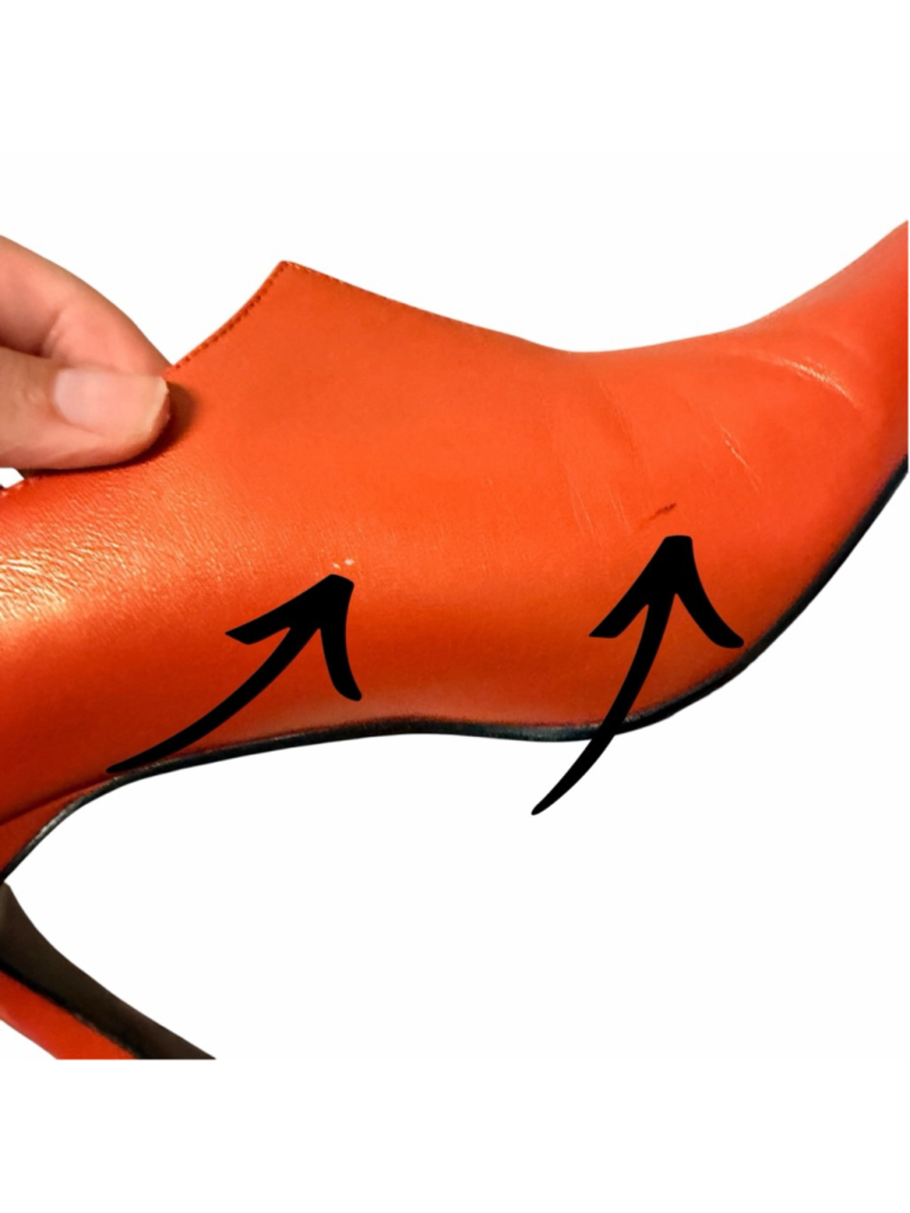 Bellini Orange Leather Kitten Heel Pumps Women’s Size 10M Pointed Toe Slip On - Picture 7 of 16